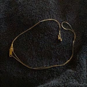 Vintage Gold Tone Zipper Necklace and Earrings